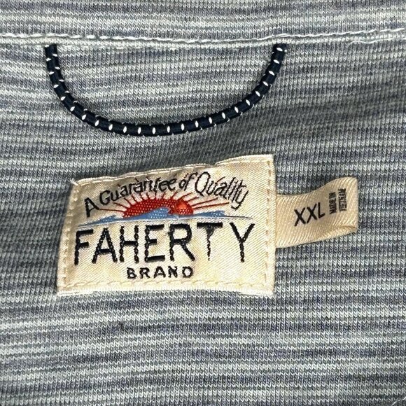Faherty Polo Shirt Mens 2XL Movement Micro Stripe Modal Blend Stretch Soft - Picture 4 of 11